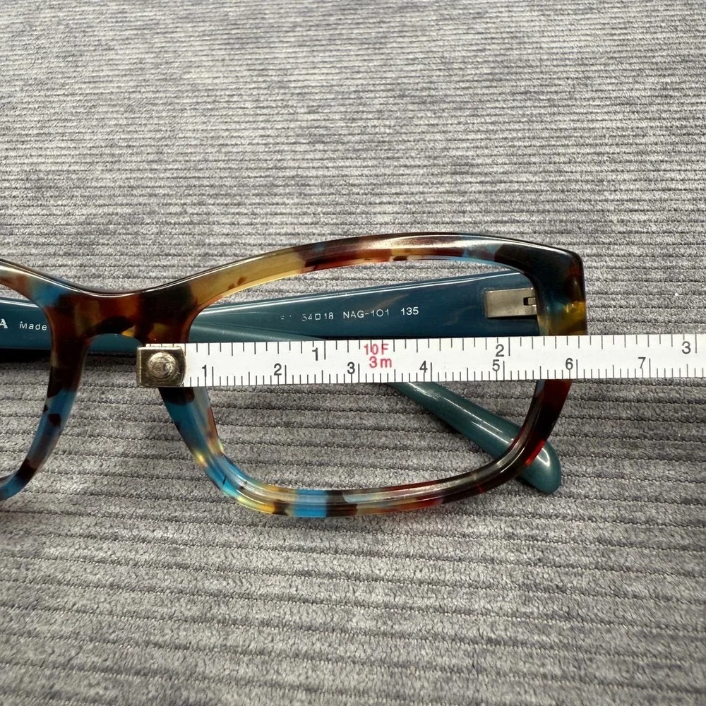Prada NAG-1O1 Tortoise Teal Rectangular Eyeglasses Frames Italy BP30353232